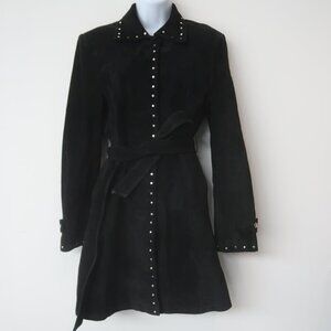 Vintage Y2K Express Suede Trench Coat Studded Western 5/6